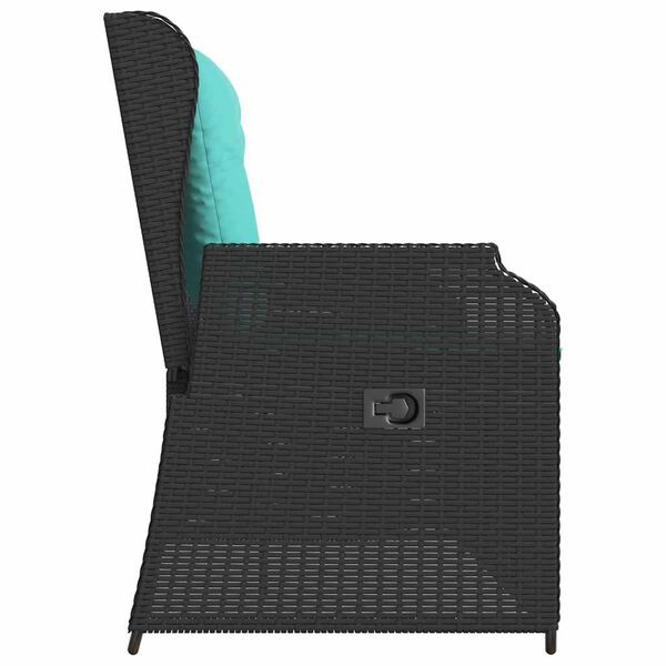 vidaXL Garden Bench with Cushion Black Poly rattan
