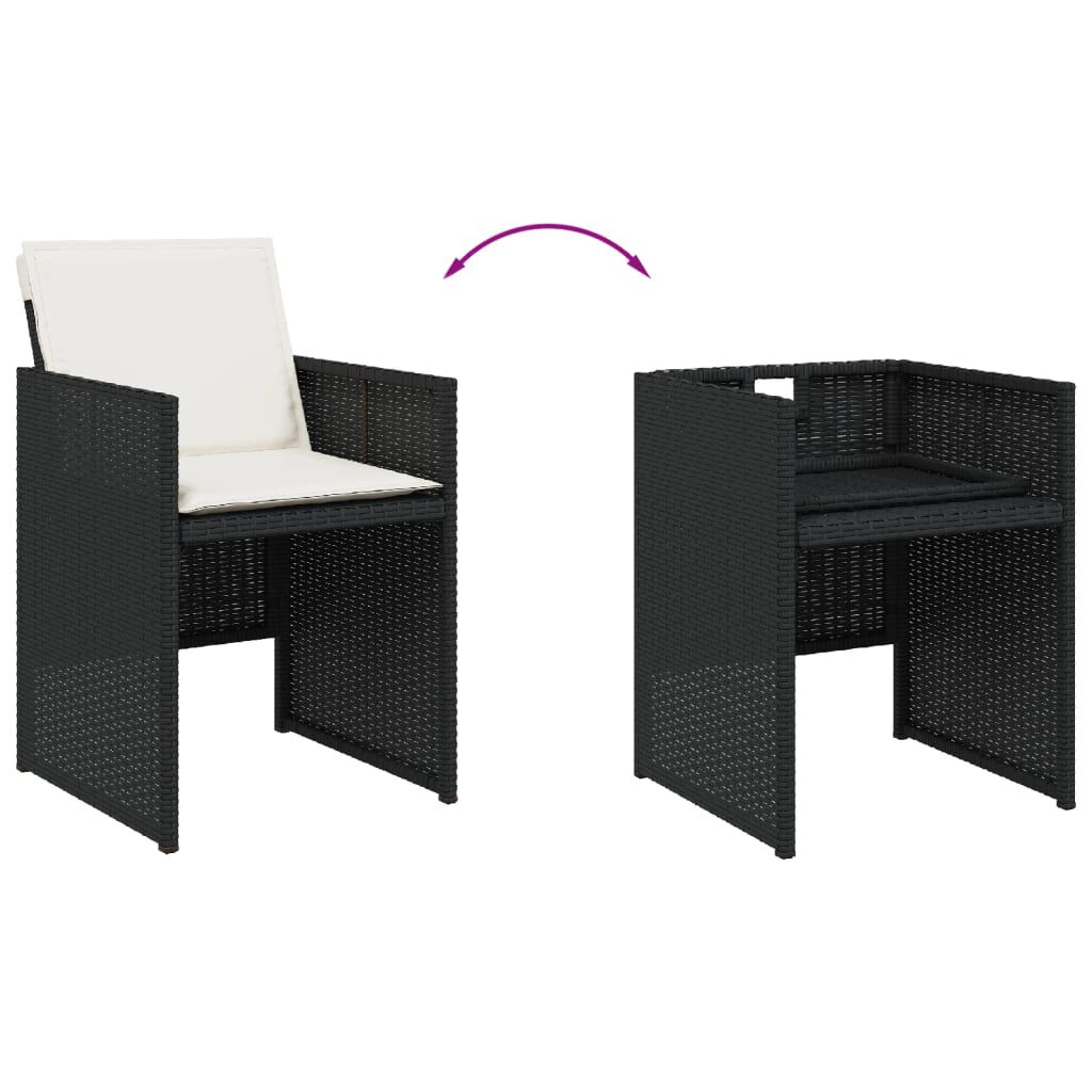 vidaXL 13 Piece Garden Dining Set with Cushions Black Poly Rattan