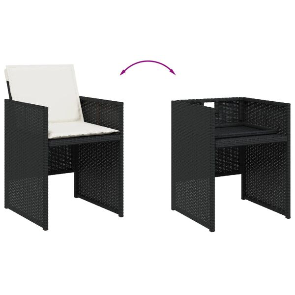 vidaXL 13 Piece Garden Dining Set with Cushions Black Poly Rattan