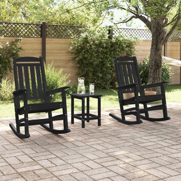 vidaXL Garden Rocking Chairs 2 pcs Black 70x92x107.5 cm HDPE