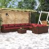 vidaXL 10 Piece Garden Lounge Set with Cushions Poly Rattan Brown