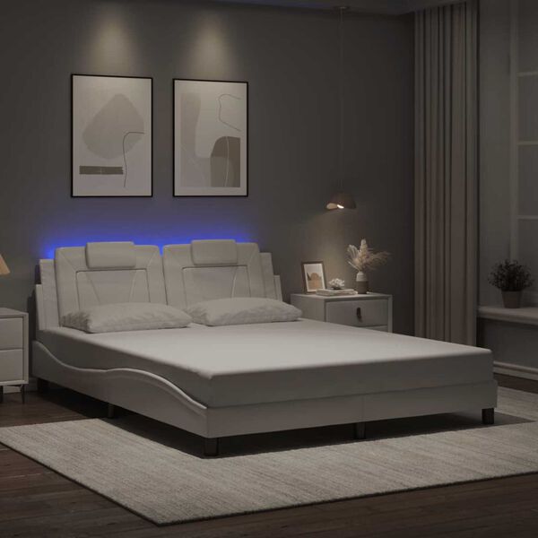 vidaXL Bed Frame "Viana" with LED without Mattress White 152x203 cm