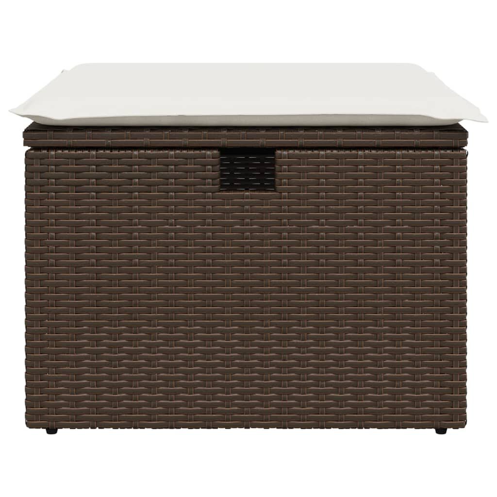 vidaXL Garden Stool with Cushion Brown 55x55x37 cm Poly Rattan