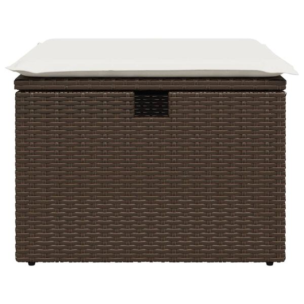 vidaXL Garden Stool with Cushion Brown 55x55x37 cm Poly Rattan