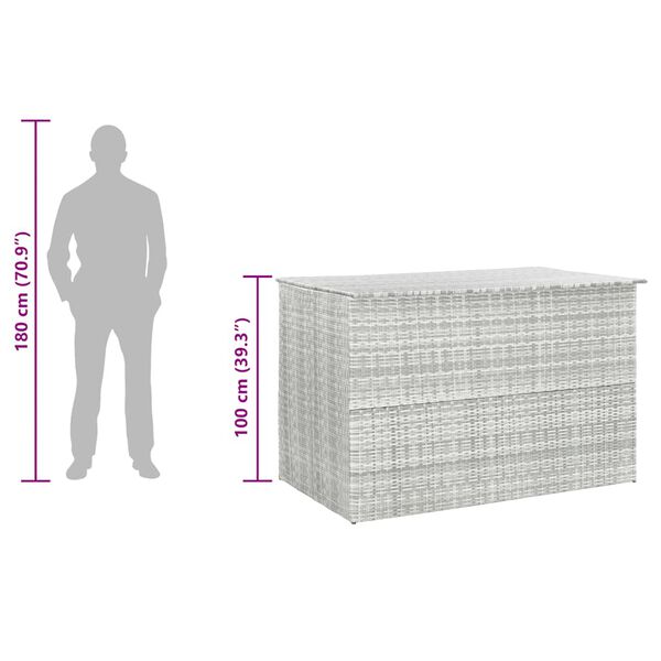 vidaXL Garden Storage Box Light Grey 150x100x100 cm Poly Rattan