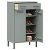 vidaXL Shoe Rack with Metal Legs Grey Solid Wood Pine OSLO