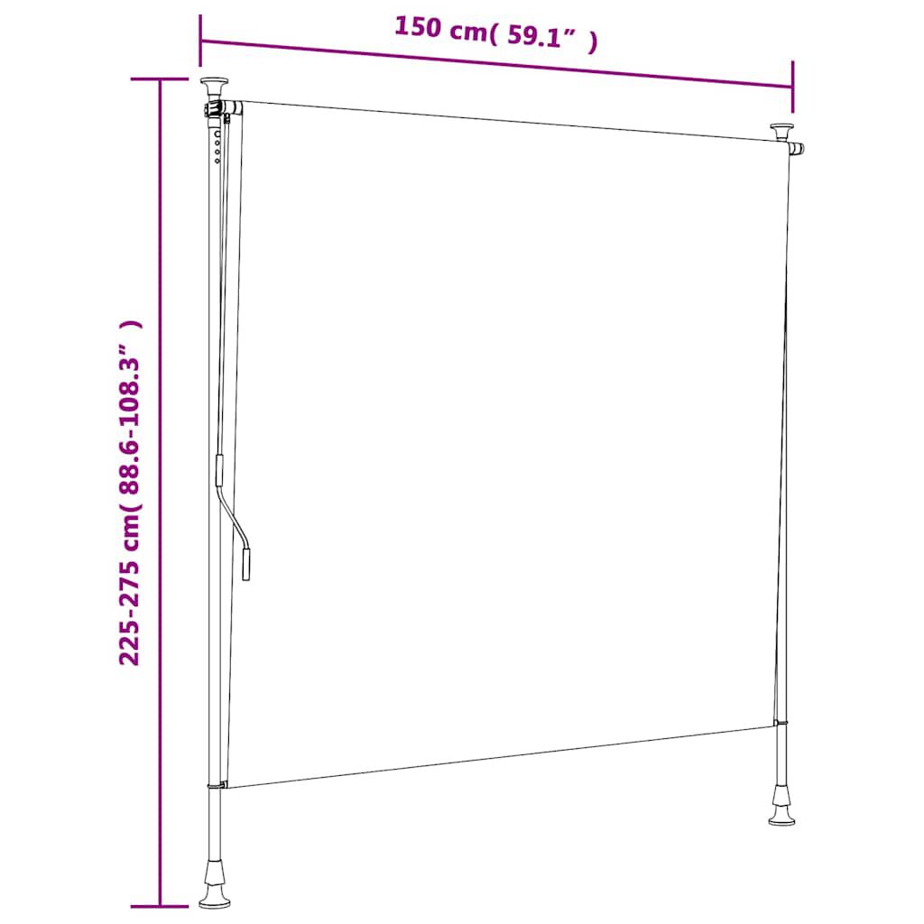 vidaXL Outdoor Roller Blind Orange and White 150x270 cm Fabric&Steel