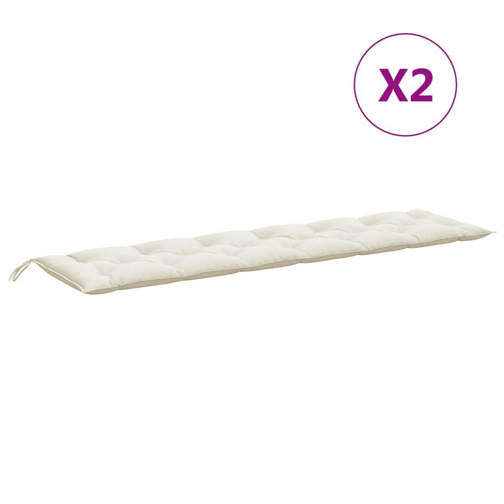 vidaXL Garden Bench Cushions 2 pcs Melange Cream 200x50x7 cm Fabric