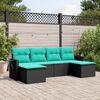 vidaXL 6 Piece Garden Sofa Set with Cushions Black Poly Rattan