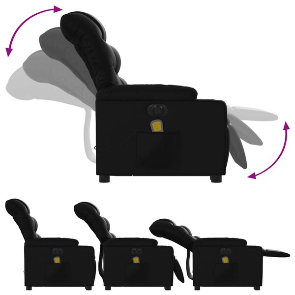 vidaXL Electric Stand up Massage Recliner Chair Black Faux Leather