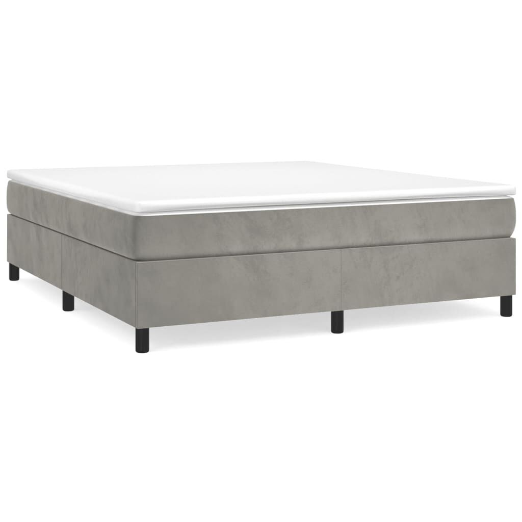 vidaXL Box Spring Bed with Mattress Light Grey 183x213 cm California King Velvet