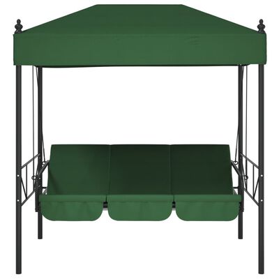 vidaXL Garden Swing Bench with Canopy Green Steel
