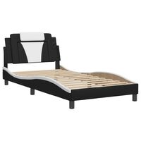 vidaXL Bed Frame with Headboard Black and White 100x190 cm Faux Leather