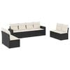 vidaXL 8 Piece Garden Sofa Set with Cushions Black Poly Rattan