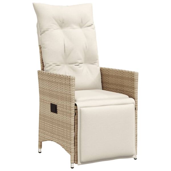 vidaXL 3 Piece Bistro Set with Cushions Beige Poly Rattan