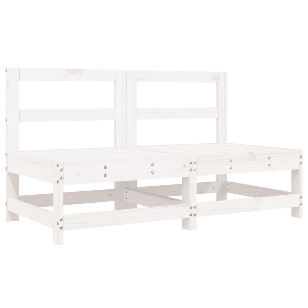 vidaXL Garden Middle Sofas 2 pcs White Solid Wood Pine