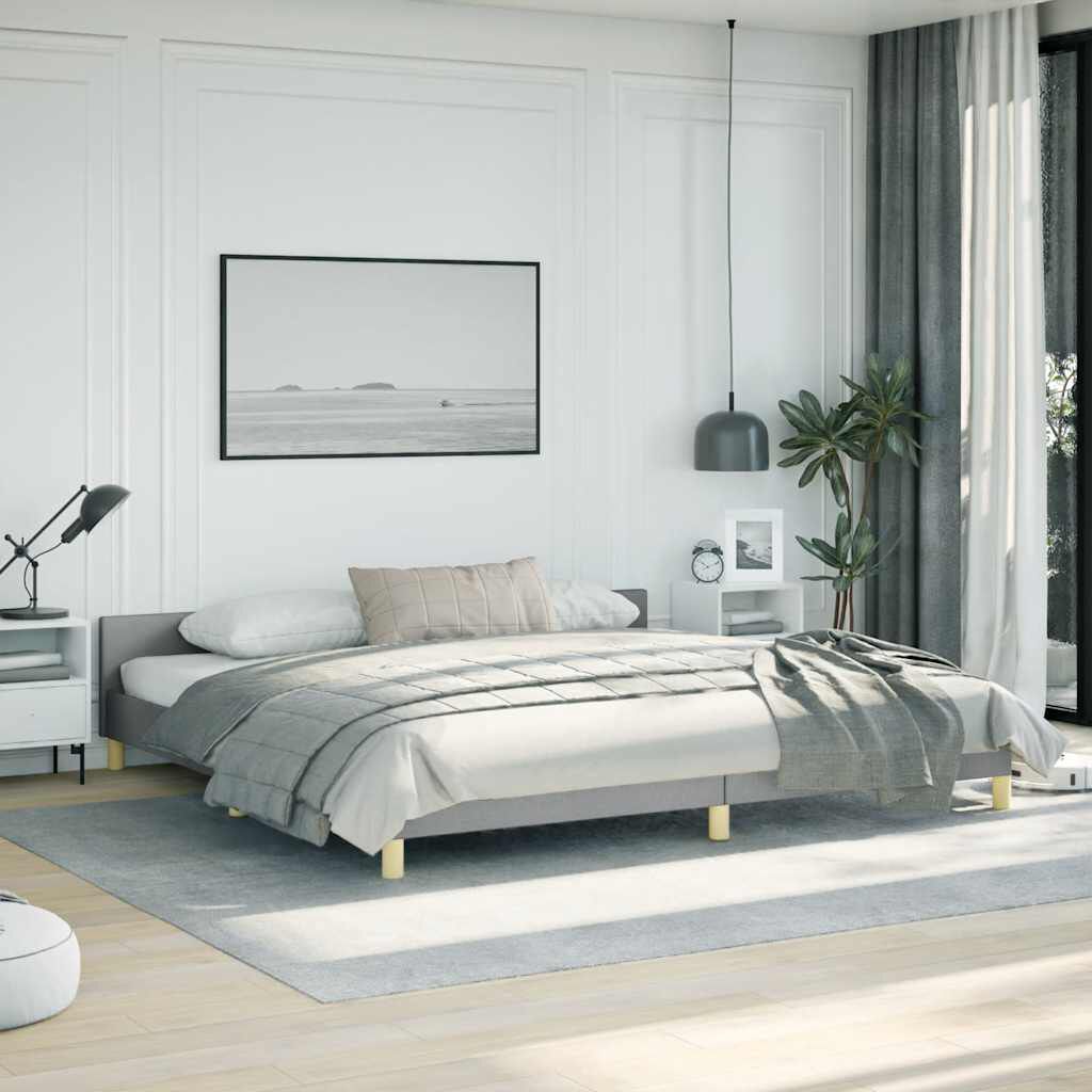vidaXL Bed Frame without Mattress Light Grey California King Fabric