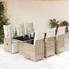 vidaXL 7 Piece Garden Bistro Set with Cushions Brown Poly Rattan