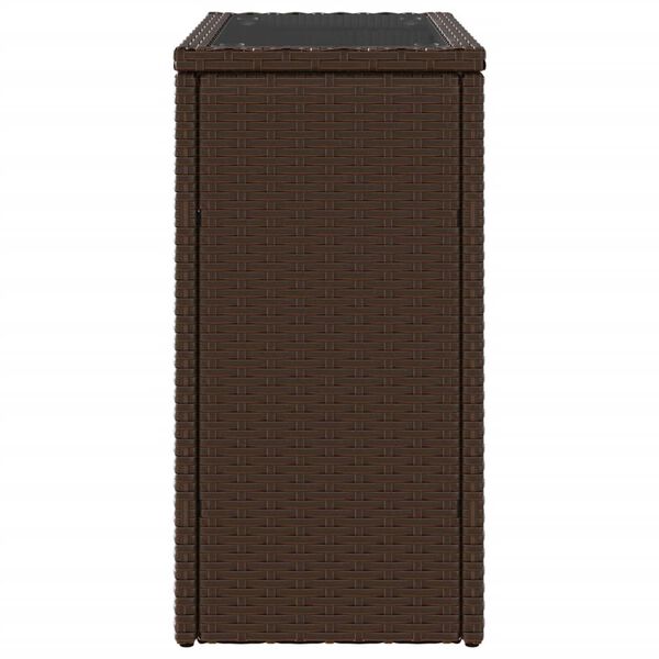 vidaXL Garden Side Table with Glass Top Brown 58x27.5x55 cm Poly Rattan