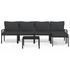 vidaXL 6 Piece Garden Lounge Set with Grey Cushions Steel