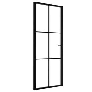 vidaXL Interior Door ESG Glass and Aluminium 76x201.5 cm Black