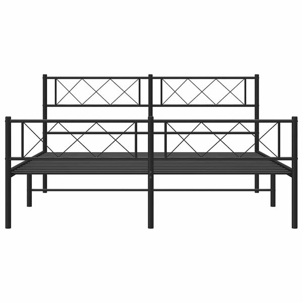 vidaXL Metal Bed Frame without Mattress with Footboard Black 150x200cm