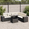 vidaXL 7 Piece Garden Sofa Set with Cushions Black Poly Rattan