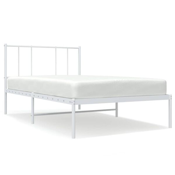 vidaXL Metal Bed Frame without Mattress with Headboard White 100x200cm