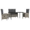 vidaXL 4 Piece Garden Dining Set with Cushions Grey Poly Rattan