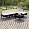 vidaXL 6 Piece Garden Lounge Set with Cushions Poly Rattan Black