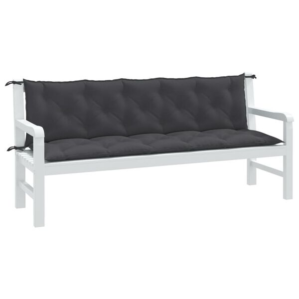 vidaXL Garden Bench Cushions 2 pcs Melange Anthracite 180x50x7 cm Fabric