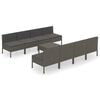 vidaXL 9 Piece Garden Lounge Set with Cushions Poly Rattan Grey