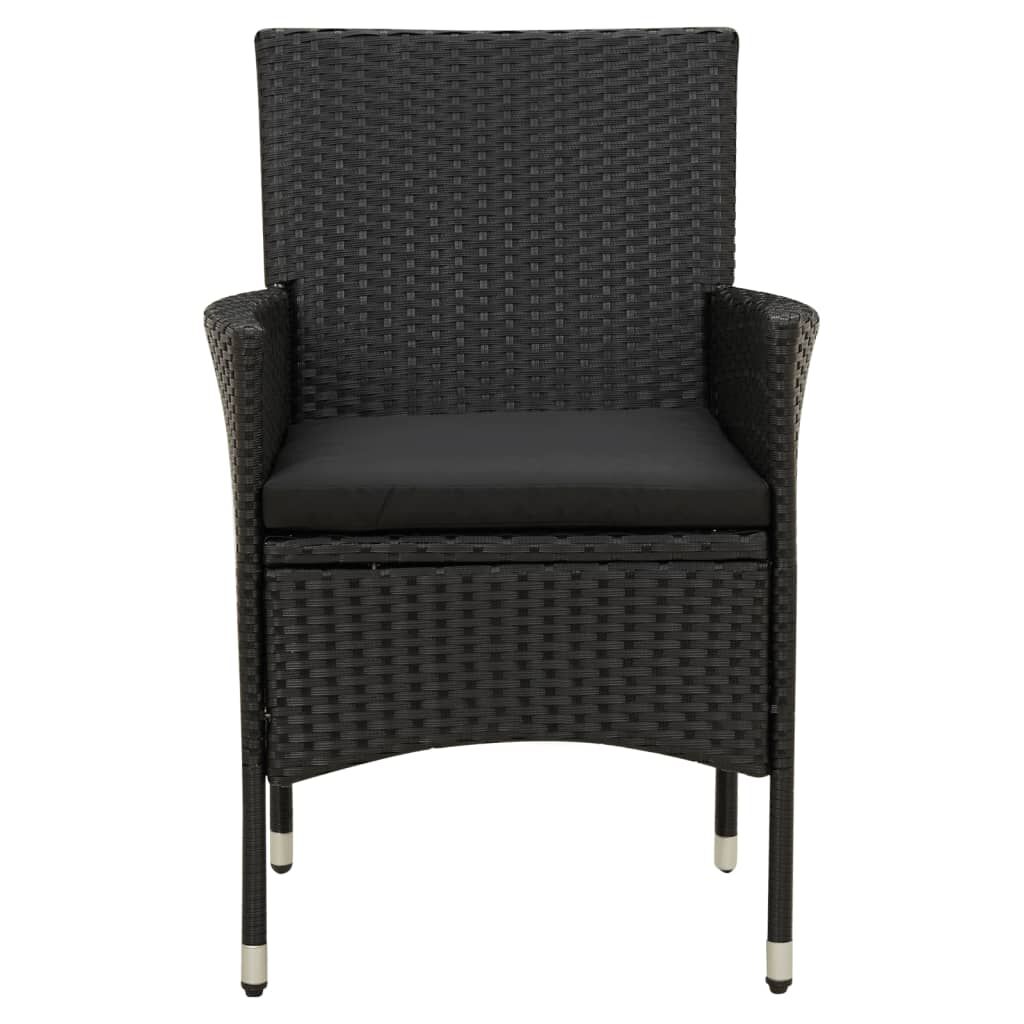 vidaXL Garden Chairs with Cushions 4 pcs Poly Rattan Black
