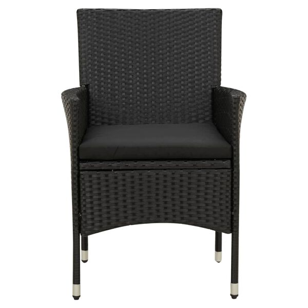 vidaXL Garden Chairs with Cushions 4 pcs Poly Rattan Black