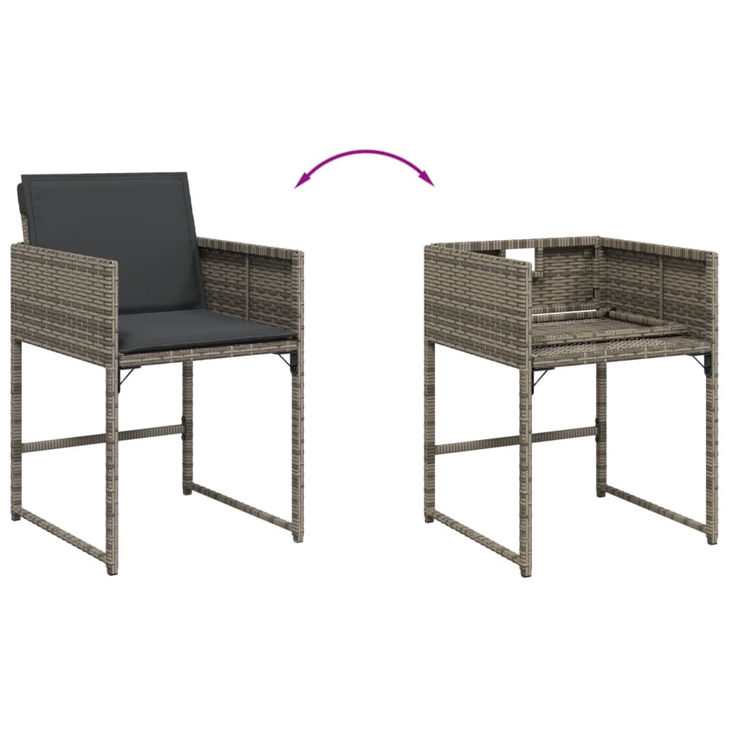 vidaXL 9 Piece Garden Dining Set with Cushions Grey Poly Rattan
