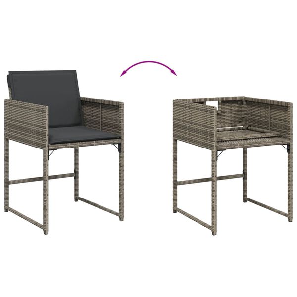 vidaXL 9 Piece Garden Dining Set with Cushions Grey Poly Rattan