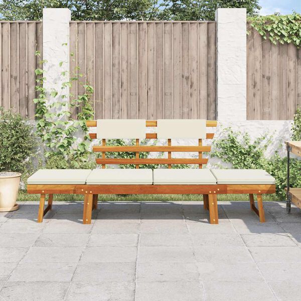 vidaXL Garden Bench with Cushions 2-in-1 190 cm Solid Acacia Wood