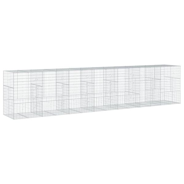 vidaXL Gabion Basket with Cover 700x100x150 cm Galvanised Iron