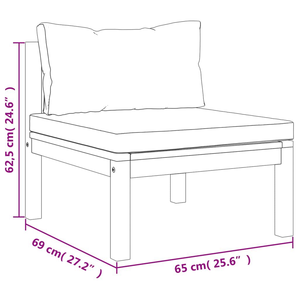 vidaXL 4 Piece Garden Lounge Set with Cream Cushion Solid Acacia Wood
