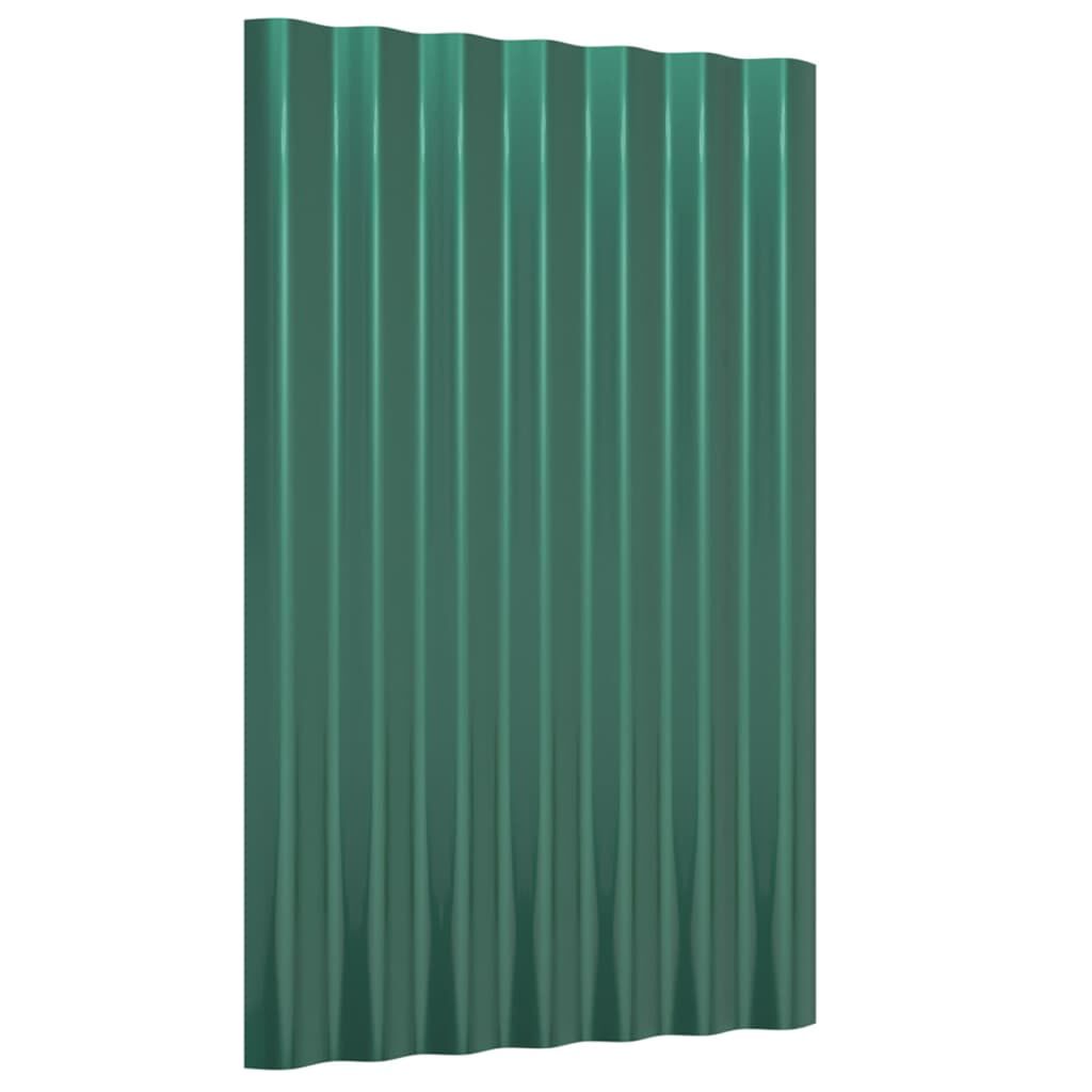 vidaXL Roof Panels 12 pcs Powder-coated Steel Green 60x36 cm