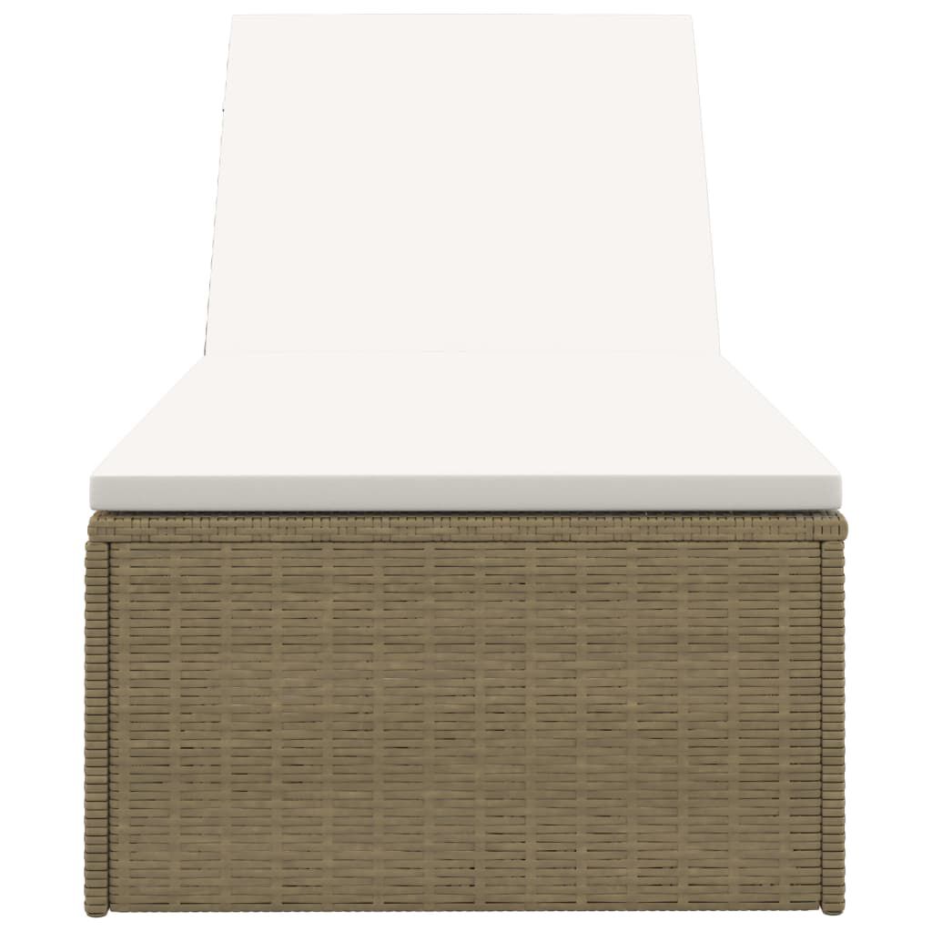 vidaXL Sunlounger Poly Rattan Brown and Cream White
