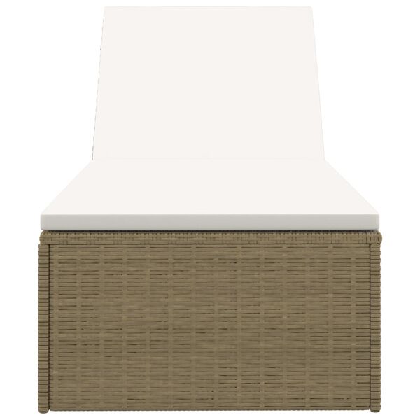 vidaXL Sunlounger Poly Rattan Brown and Cream White