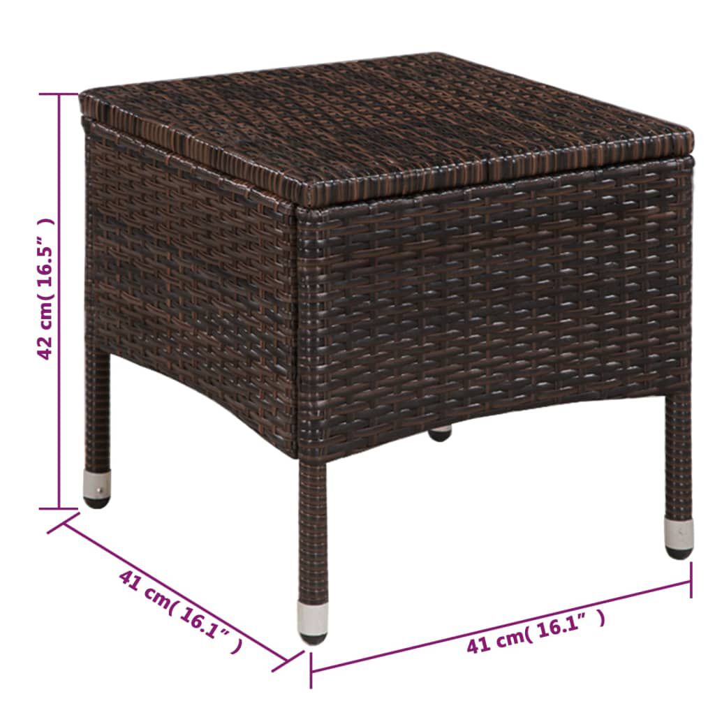 vidaXL Outdoor Chair and Stool with Cushions Poly Rattan Brown