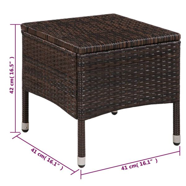 vidaXL Outdoor Chair and Stool with Cushions Poly Rattan Brown