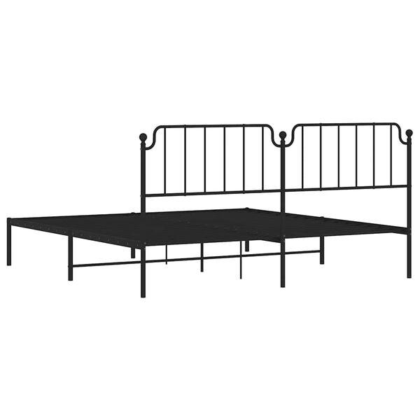 vidaXL Metal Bed Frame without Mattress with Headboard Black 193x203cm