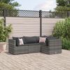 vidaXL 4 Piece Garden Lounge Set with Cushions Grey Poly Rattan