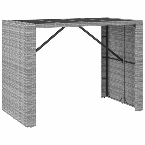 vidaXL 7 Piece Garden Bar Set with Cushions Grey Poly Rattan
