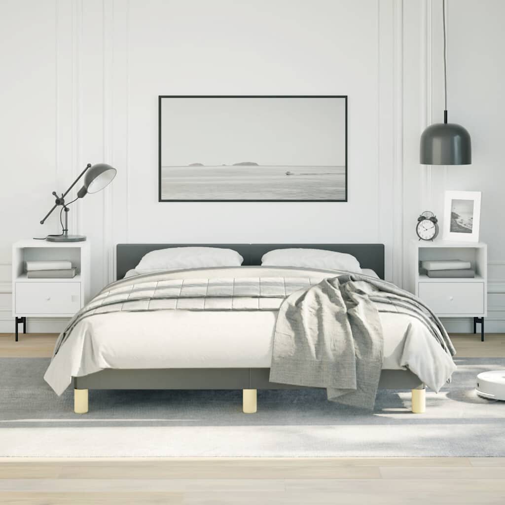 vidaXL Bed Frame without Mattress Dark Grey Queen Fabric