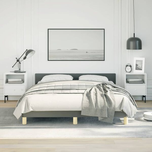vidaXL Bed Frame without Mattress Dark Grey Queen Fabric