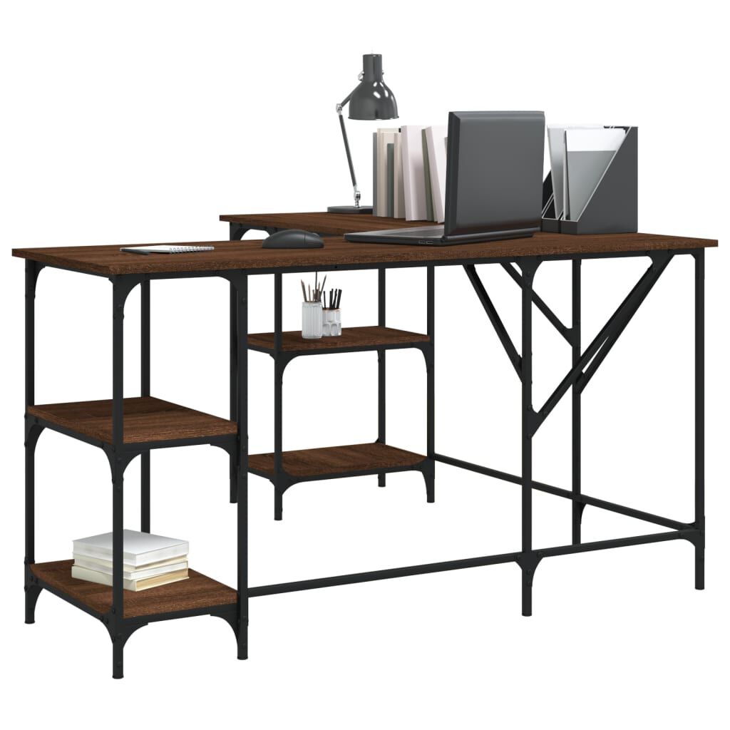vidaXL Desk Brown Oak 139x139x75 cm Engineered Wood